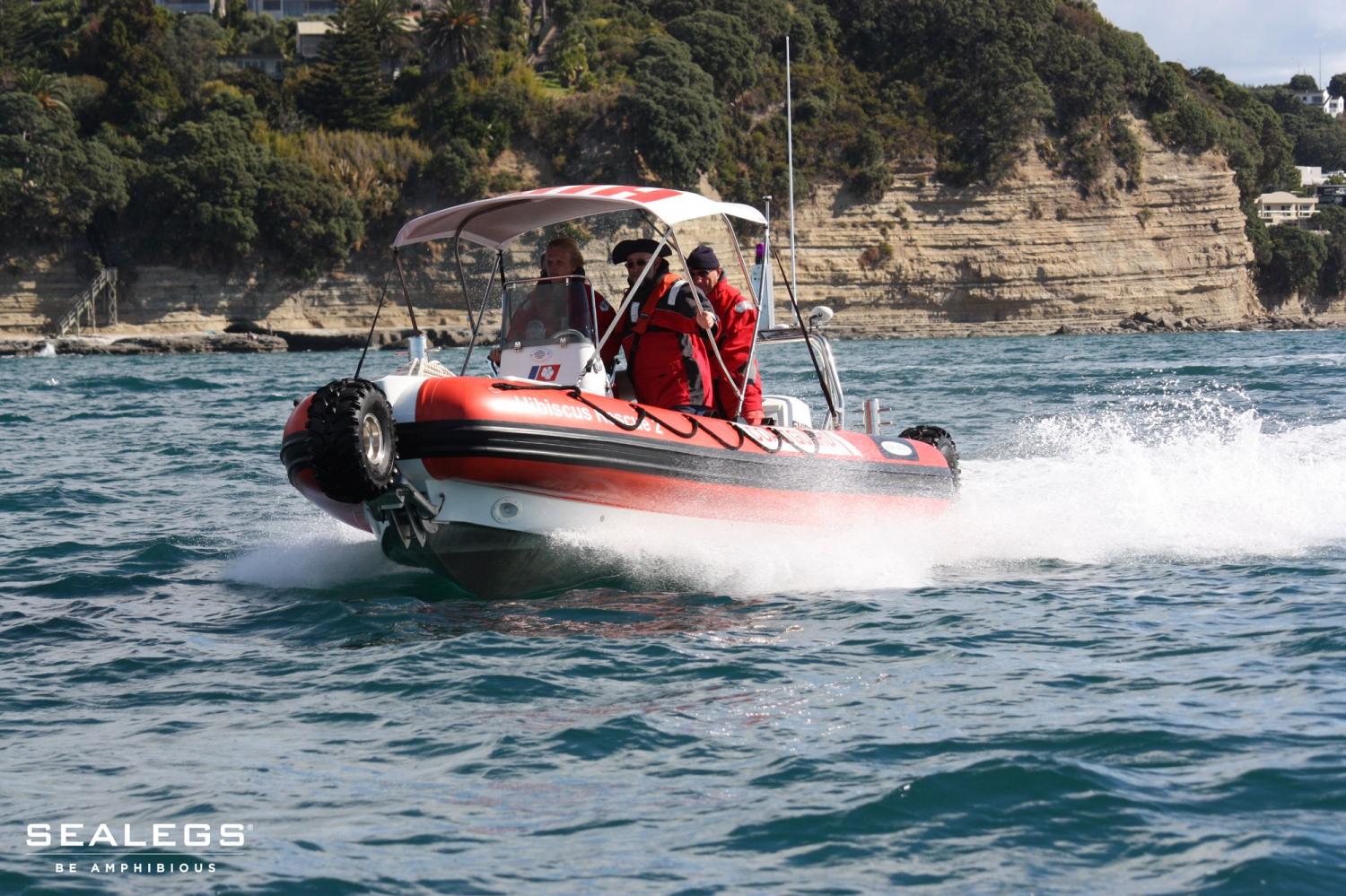 Sealegs Amphibious Boats Feature 3 Retractable Wheels To Get In and Out Of Water