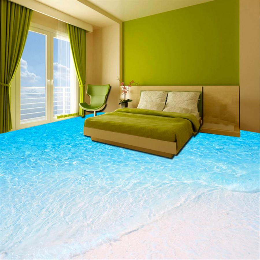 This Self-Adhesive Beach Floor Mural Turns Your Bathroom Into a Sandy Beach