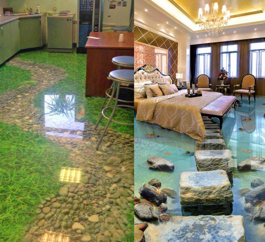 This Self-Adhesive Beach Floor Mural Turns Your Bathroom Into a Sandy Beach