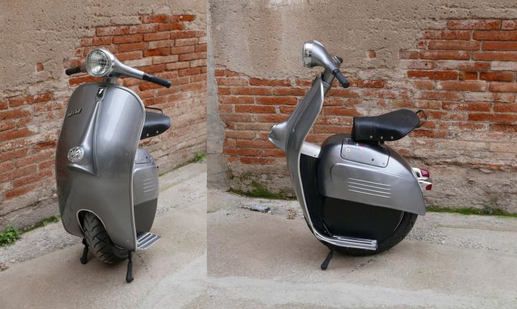 Self-Balancing Mono-Wheel Scooter Made To Look Like a Vespa - Retro Italian Vespa Scooter One Wheel