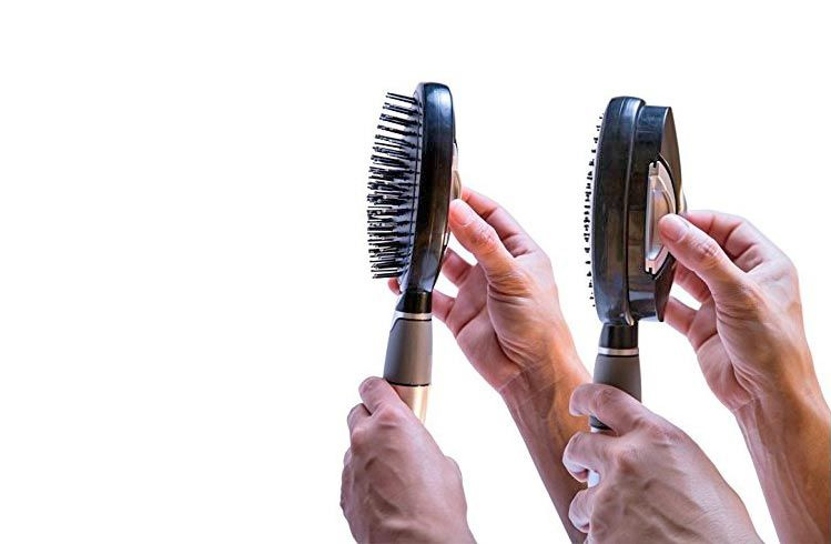 Qwik-Clean Hair Brush - Self-Cleaning Hair Brush - Pull Back Release Hairs