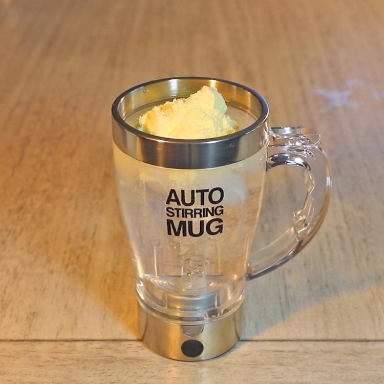 Self-stirring travel coffee mug - Clear auto mixing travel mug