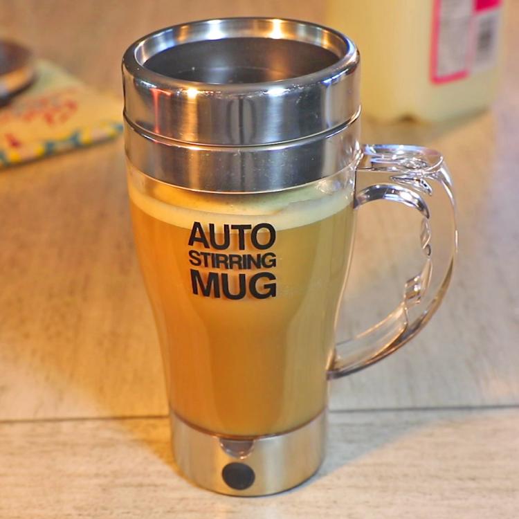 Self-stirring travel coffee mug - Clear auto mixing travel mug
