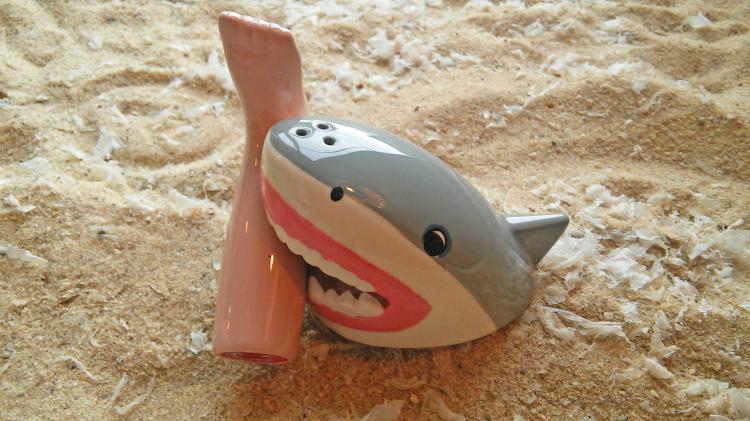 Shark Attack With Bloody Foot Salt and Pepper Set - Severed Foot Shark Attack Seasoning Set