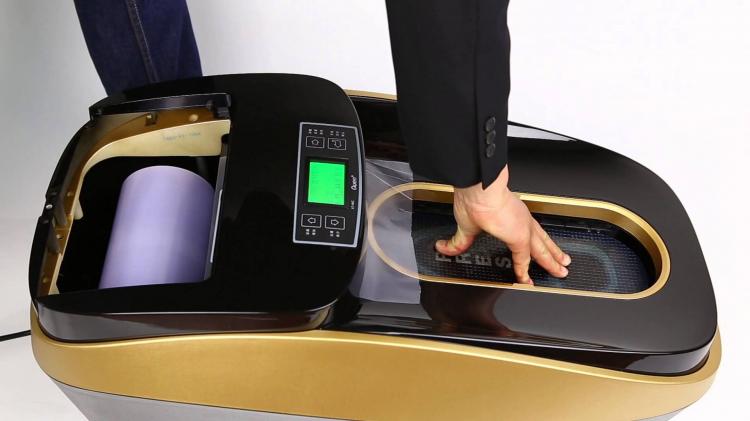 Quen Shoe Cover Machine - Automatic Disposable Shoe Cover Machine - Step in Auto Shrink Wrap Shoe Cover