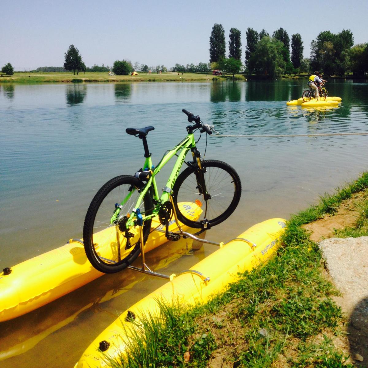Shuttle Bike Bicycle Pontoon Boat Kit Turns Your Bike into a floating boat