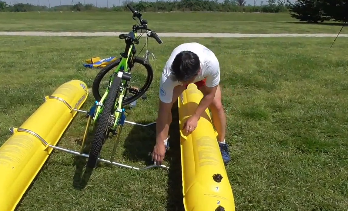 Shuttle Bike Bicycle Pontoon Boat Kit Turns Your Bike into a floating boat