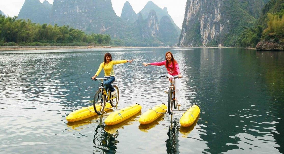 Shuttle Bike Bicycle Pontoon Boat Kit Turns Your Bike into a floating boat
