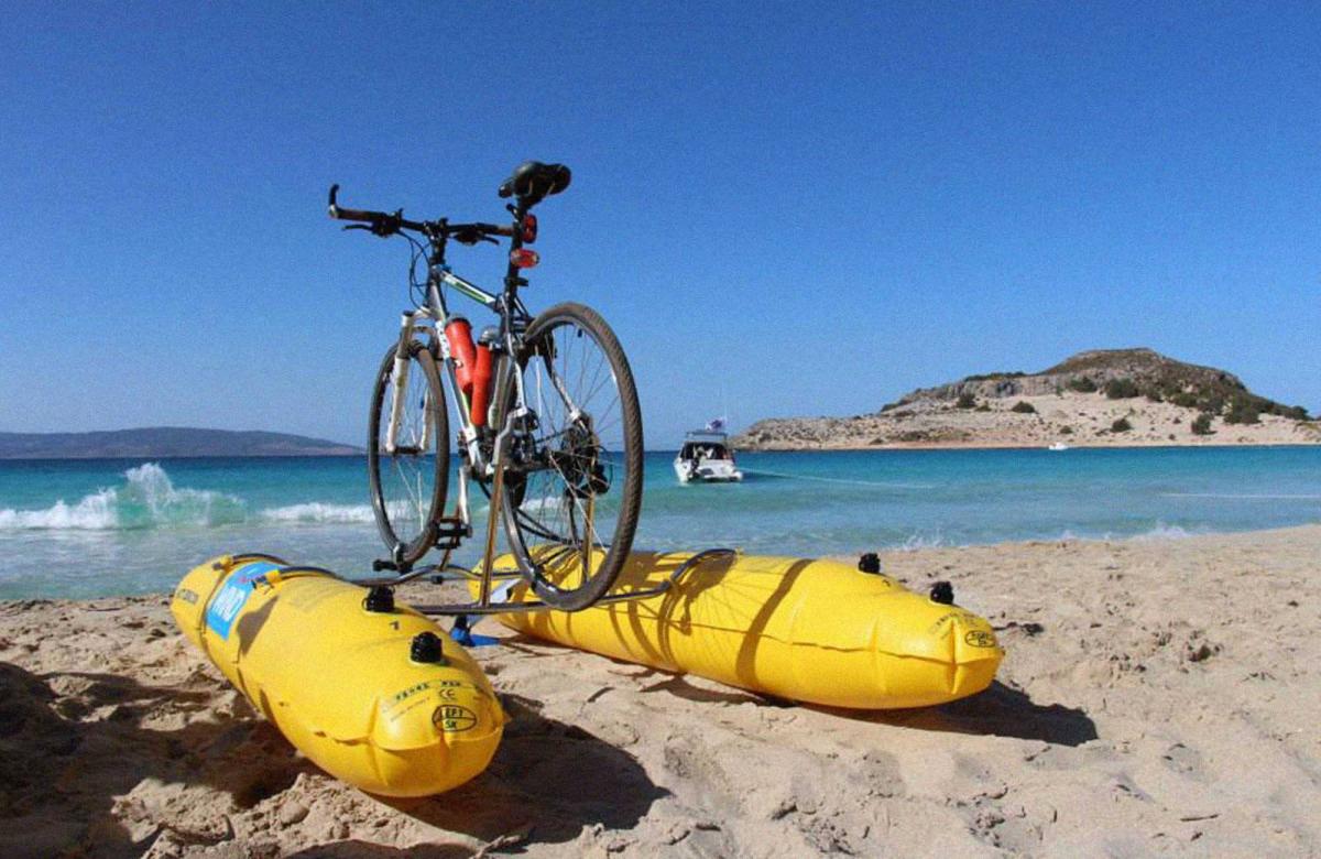 Shuttle Bike Bicycle Pontoon Boat Kit Turns Your Bike into a floating boat