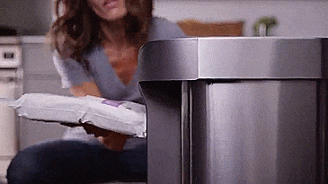 Simplehuman Auto opening sensor trash can - Has storage pocket inside bin for keeping extra trash bags - Modern Trash Can