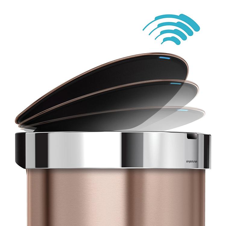 Simplehuman Auto opening sensor trash can - Has storage pocket inside bin for keeping extra trash bags - Modern Trash Can