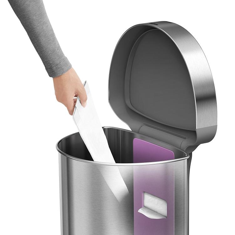 Simplehuman Auto opening sensor trash can - Has storage pocket inside bin for keeping extra trash bags - Modern Trash Can
