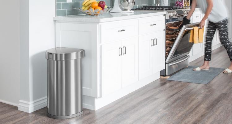 Simplehuman Auto opening sensor trash can - Has storage pocket inside bin for keeping extra trash bags - Modern Trash Can