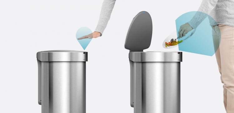 Simplehuman Auto opening sensor trash can - Has storage pocket inside bin for keeping extra trash bags - Modern Trash Can