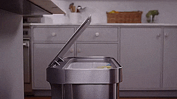 Simplehuman Auto opening sensor trash can - Has storage pocket inside bin for keeping extra trash bags - Modern Trash Can