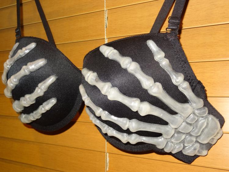 Skeleton Hands Bra Halloween Costume - funny Halloween bra costume - glow in the dark