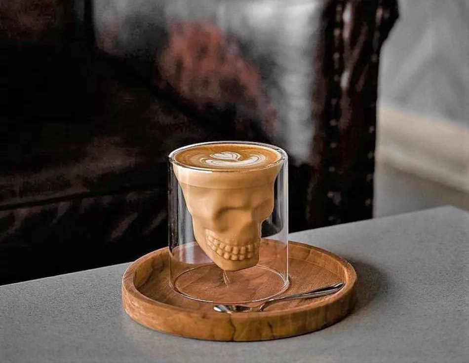Skull Shaped Cocktail Glass For Halloween - Human Skull coffee glass