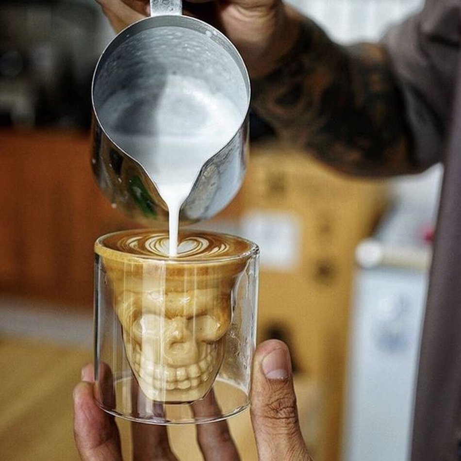 Skull Shaped Cocktail Glass For Halloween - Human Skull coffee glass