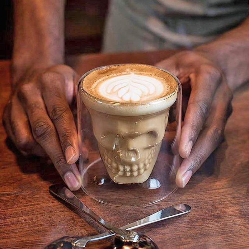 Skull Shaped Cocktail Glass For Halloween - Human Skull coffee glass