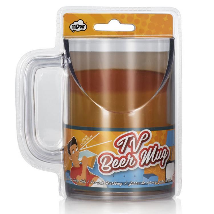 Better TV View Beer Mug - Slanted Beer Mug Won't Block TV while taking a sip
