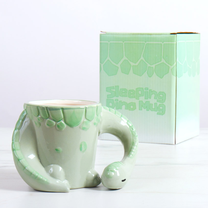 Sleeping Dino Mug - 3D Dinosaur shaped coffee mug