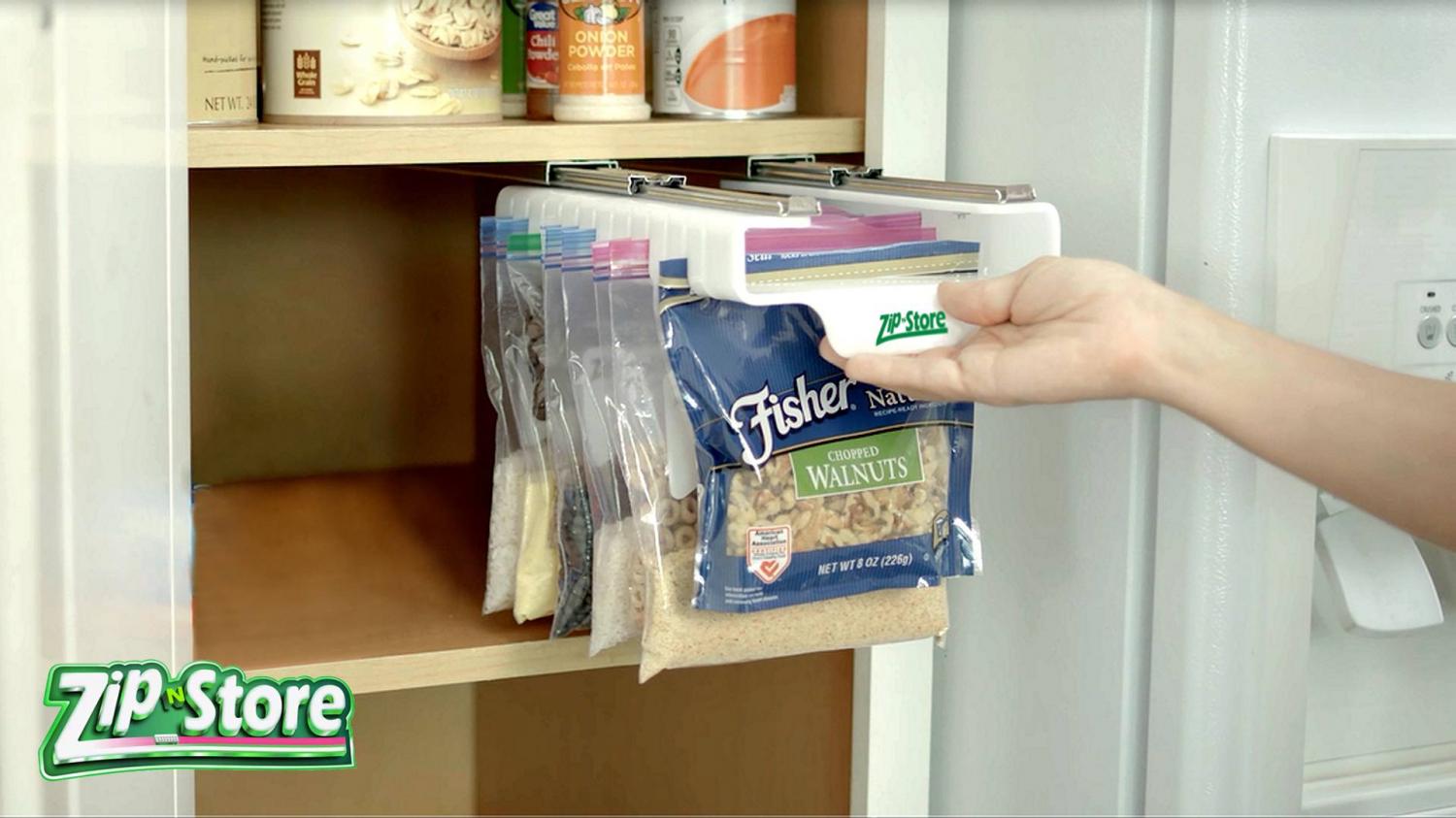 Zip n Store - Ziploc Bag Fridge Organizer - Slide out ziploc bag holder