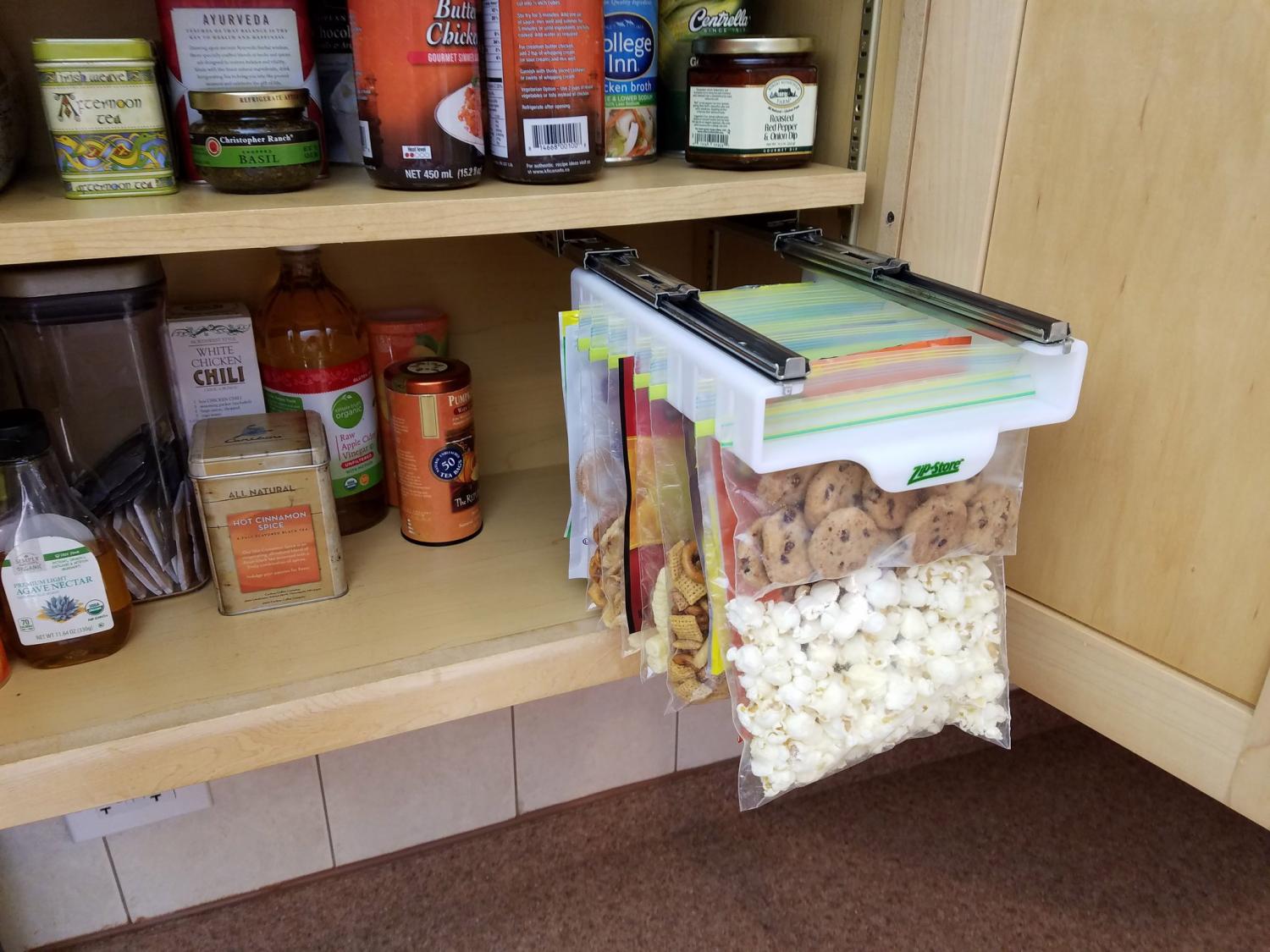 Zip n Store - Ziploc Bag Fridge Organizer - Slide out ziploc bag holder