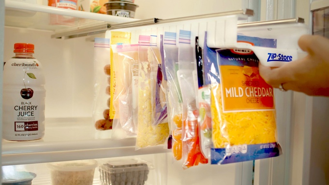 Zip n Store - Ziploc Bag Fridge Organizer - Slide out ziploc bag holder