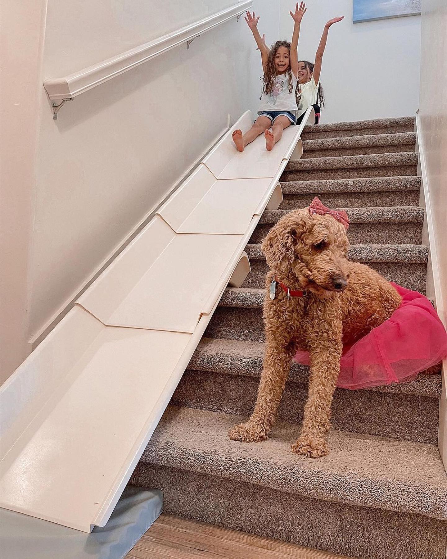 Stairs slide turns your staircase into a giant slide
