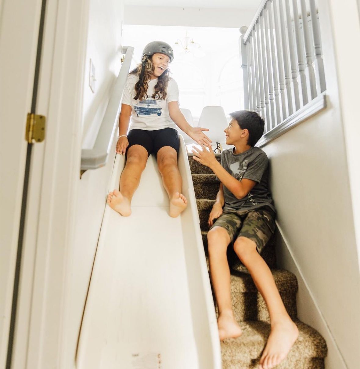 Stairs slide turns your staircase into a giant slide