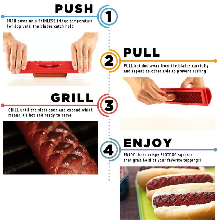 Slot Dog Cut Slots Into Hot Dog For Even Cooking - Slot Dog Hot Dog Scorer Slices Hot dog for better flavor