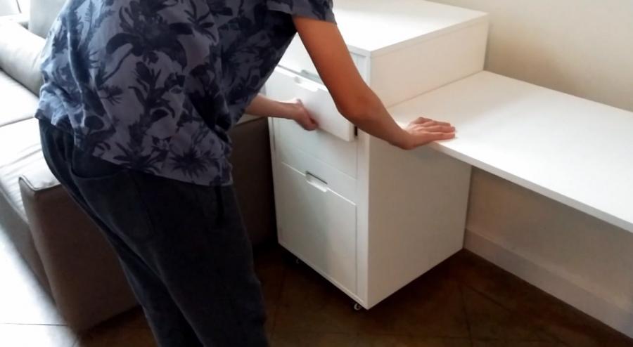 Transforming Cabinet Turns Into Tiny Desk With a Hidden Chair