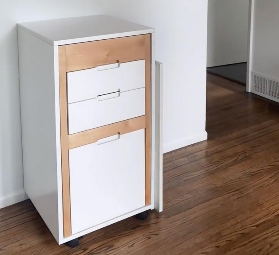 Transforming Cabinet Turns Into Tiny Desk With a Hidden Chair