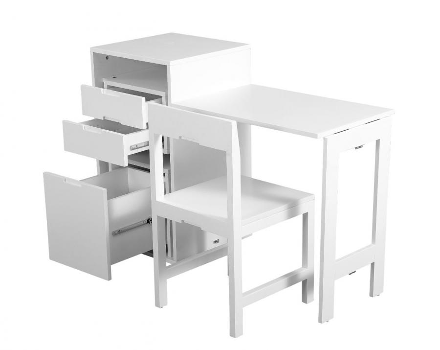 Transforming Cabinet Turns Into Tiny Desk With a Hidden Chair