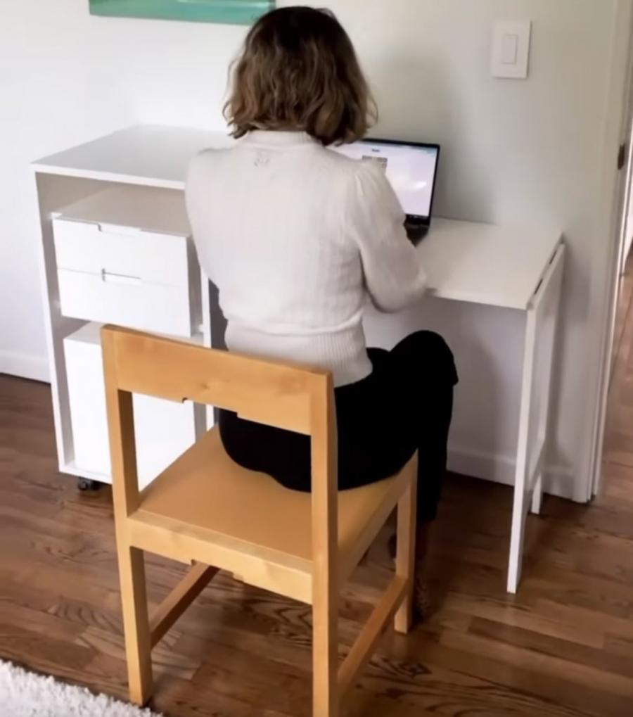 Transforming Cabinet Turns Into Tiny Desk With a Hidden Chair