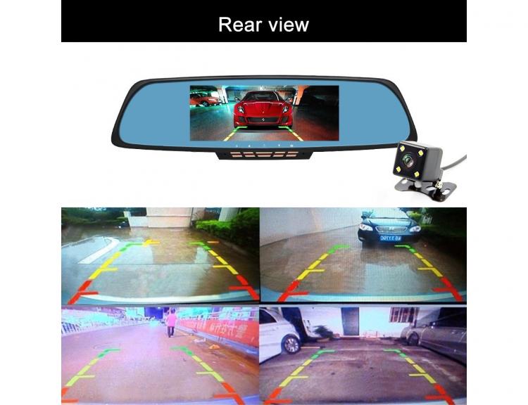 Smart Rear-View Mirror - Smart Car Mirror With Touchscreen, GPS Navigation, and Dual Dash-cams