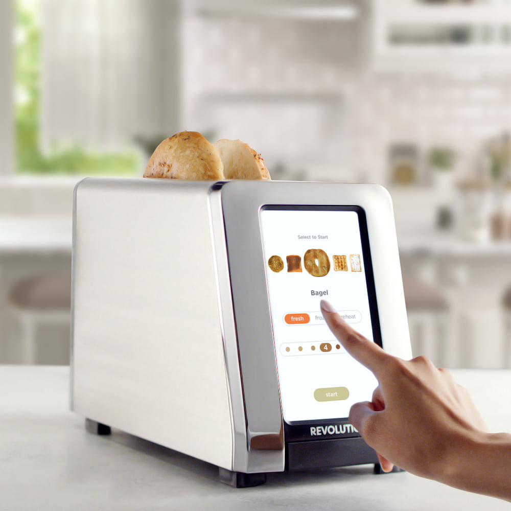 Smart Toaster With a Built-In Touchscreen - Futuristic Modern Toaster with digital display