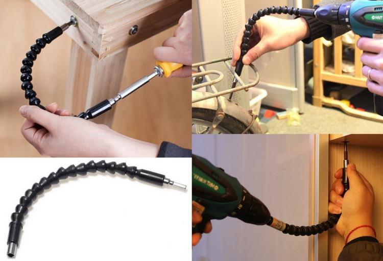 Snake Bit Drill Bit - Flexible Drill Bit Adapter - Snake Bit Curves Into Tight Corners and Awkward Spots