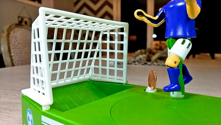 Soccer Kicking Coin Bank - Football coin kicking piggy bank