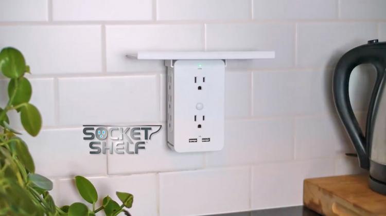 Socket Shelf 8-Port Surge Protector With Built-In Shelf