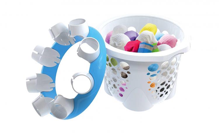 SockSync spinning laundry basket attachment - Sock sorter and folder