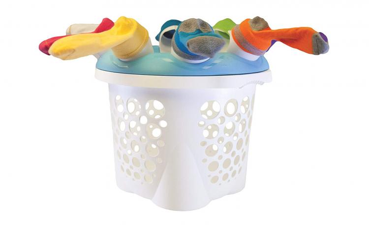 SockSync spinning laundry basket attachment - Sock sorter and folder