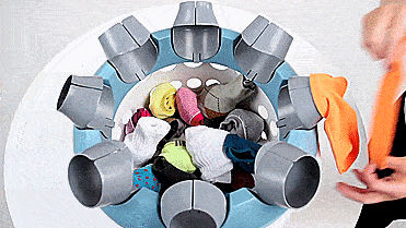 SockSync spinning laundry basket attachment - Sock sorter and folder
