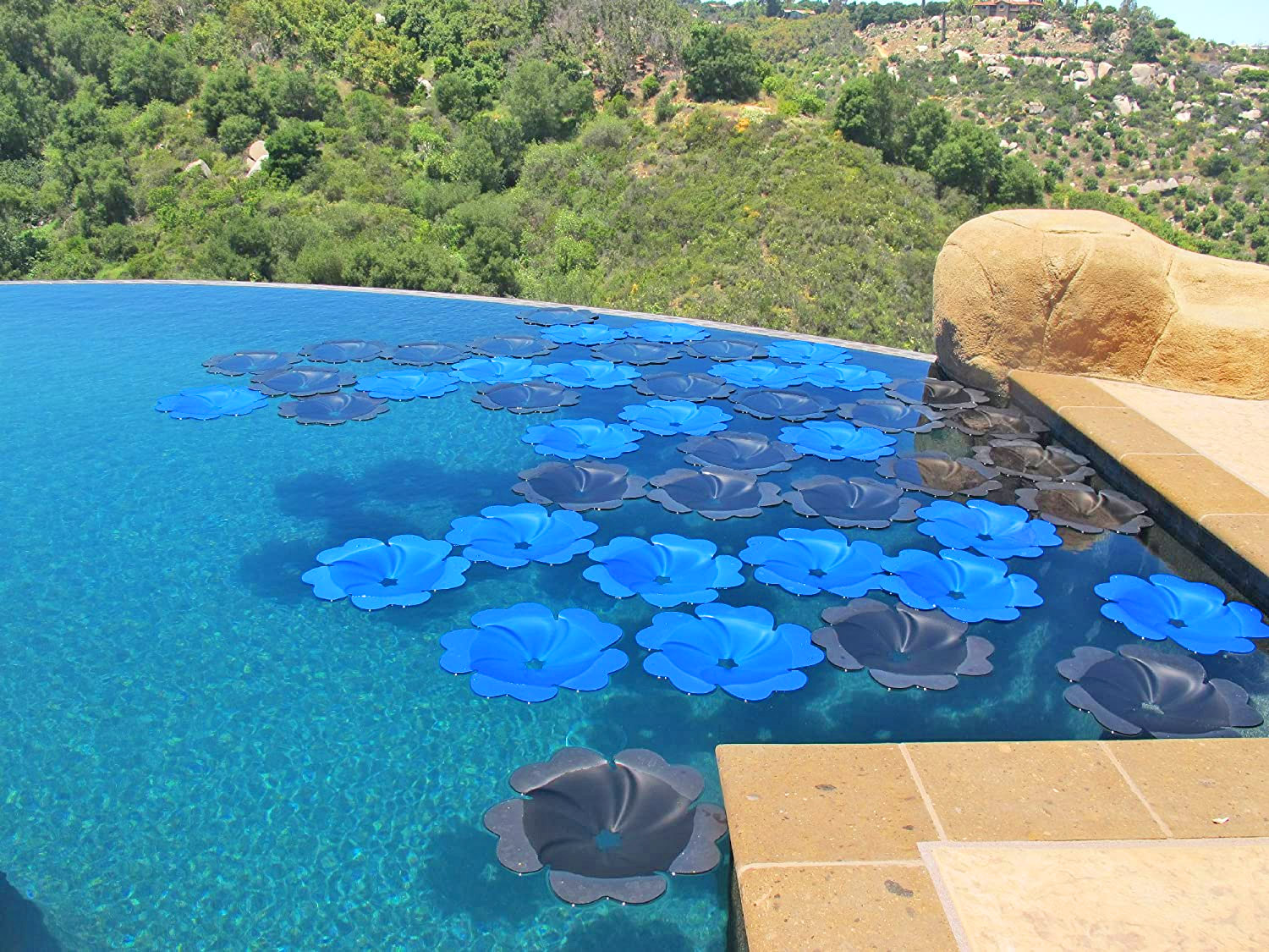 Solar pool flowers heat your pool by absorbing sunlight