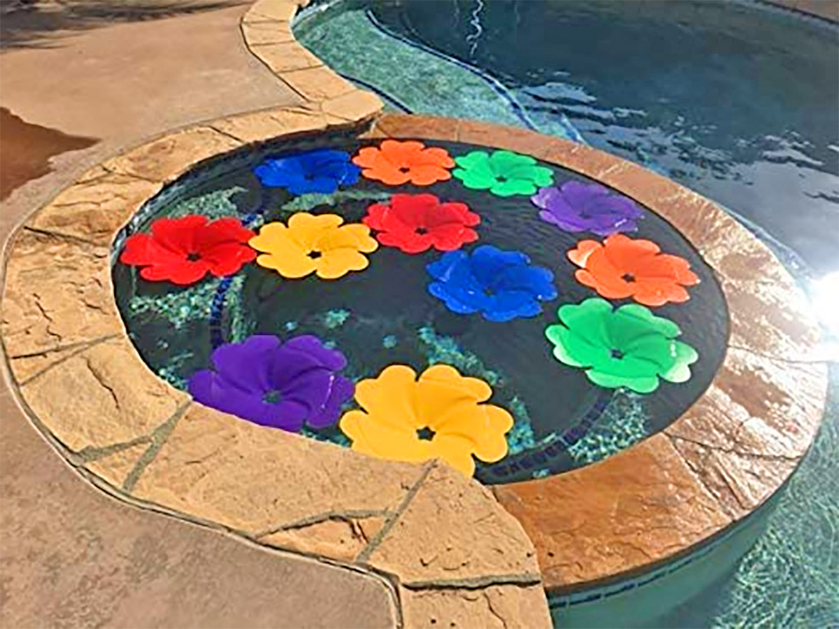 Solar pool flowers heat your pool by absorbing sunlight