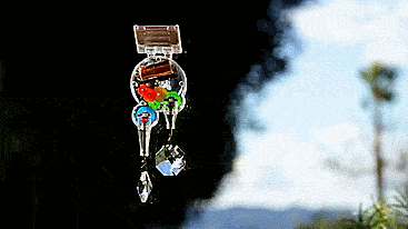 Solar-Powered Double Rainbow Maker - Spinning Swarovski crystals rainbow maker