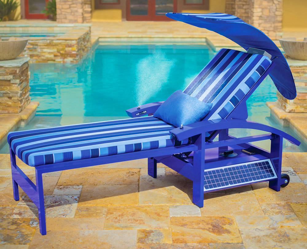 Ultimate Lounge Chair - Solar Powered Smart Lounger with built-in speakers, misters, and charger