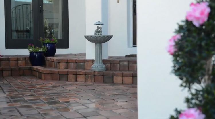 Solar Powered Water Fountain Kids Under Umbrella Endless Flowing Rain Fountain