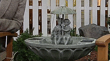 Solar Powered Water Fountain Kids Under Umbrella Endless Flowing Rain Fountain