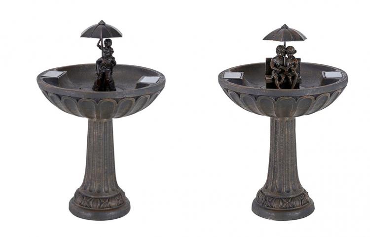 Solar Powered Water Fountain Kids Under Umbrella Endless Flowing Rain Fountain